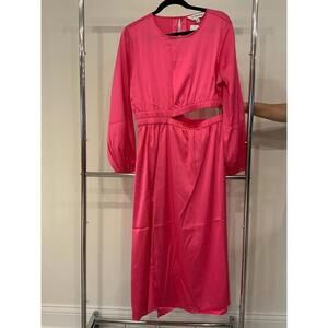 Vibrant Pink Midi Dress by The Drop